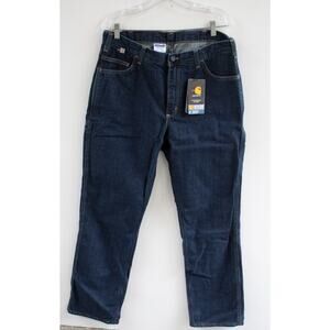 NWT Carhartt FR 35x32 Flame Resistant Relaxed Fit Rugged Flex Denim Blue Jeans